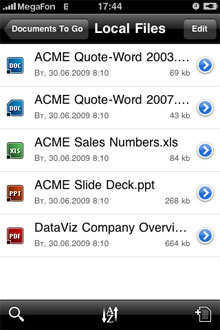 DocsToGo - Word, Excel, PDF and other docs at iPhone 