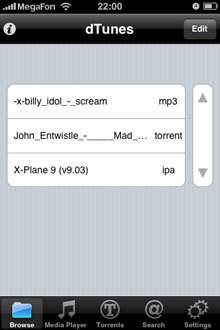dTunes - alternative player in iPhone 