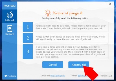Jailbreak iOS 8.0 - 8.1 with Pangu 