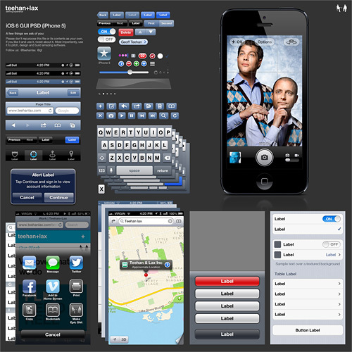 iOS 6 GUI PSD - templates for developing applications under iOS 