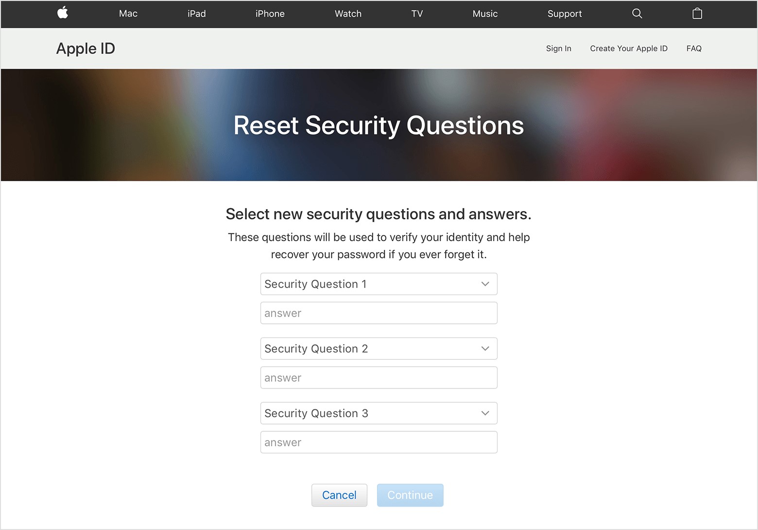 How do I recover my password through security questions? 
