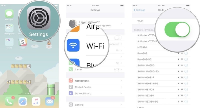 how to turn on wi-fi on an iPhone 