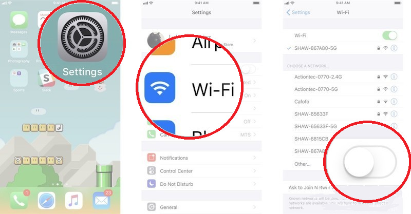 enable Wi-Fi on iPhone 4s 