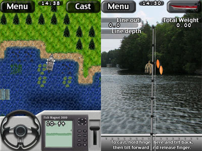 Fishing from iPhone, learning to cast the line correctly 