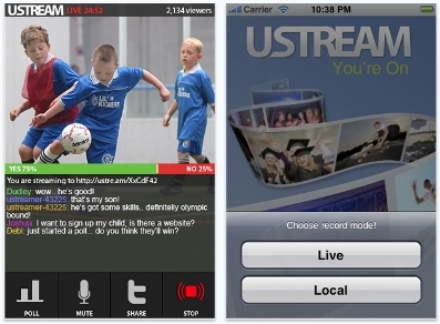 Broadcast video using Ustream Live Broadcaster 2.0. 