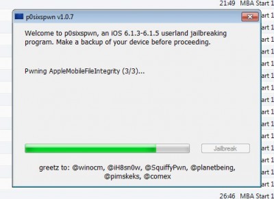 Untethered jailbreak released iOS 6.1.3-6.1.5 