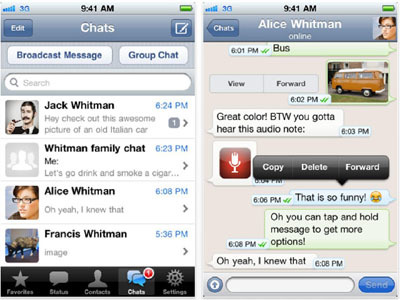 Whatsapp - messaging between smartphones 